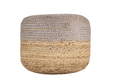 Dual Color Jute Pouf NAT/ GREY