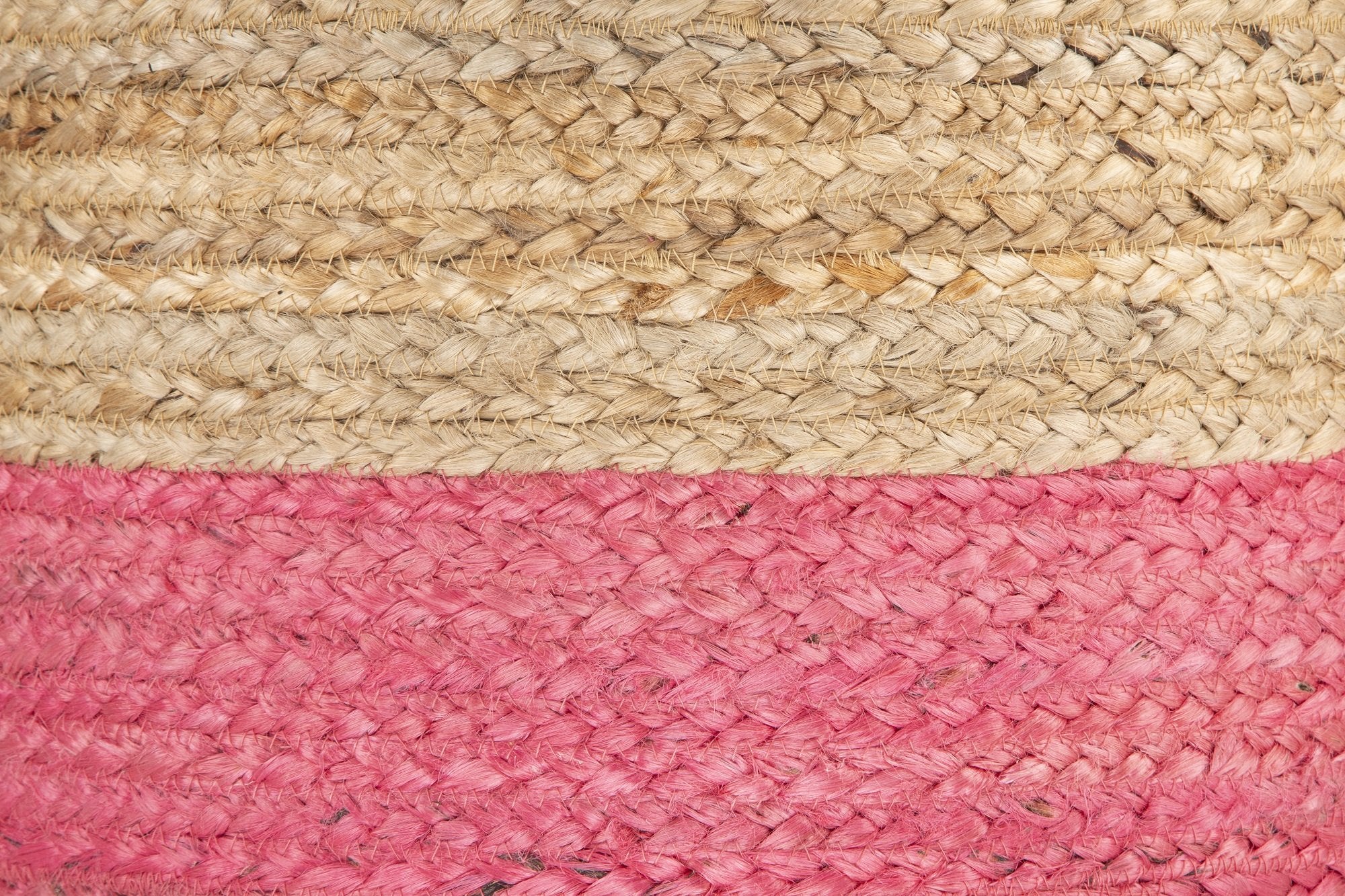 Dual Color Jute Pouf NAT/ Pink