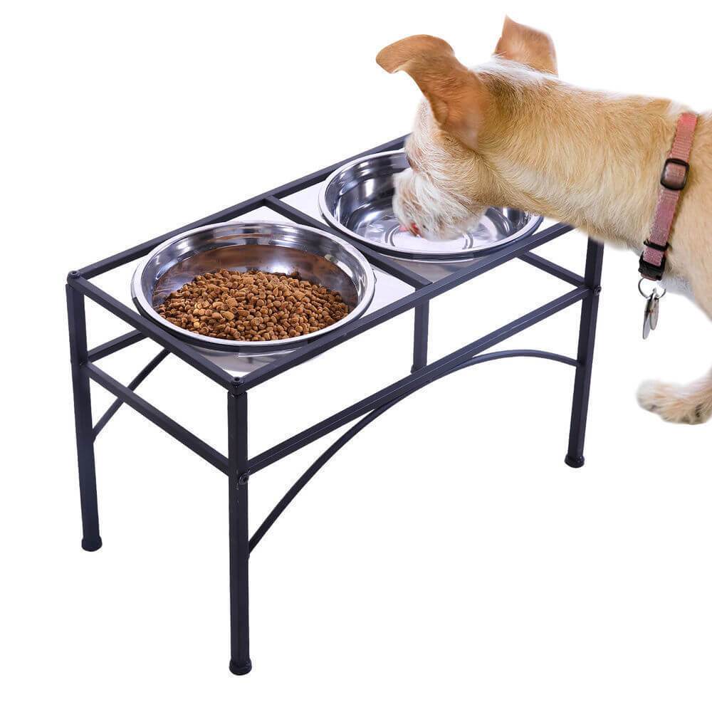 pet products Dual Elevated Pet Dog Feeder Bowl Stainless Steel Food Water Stand