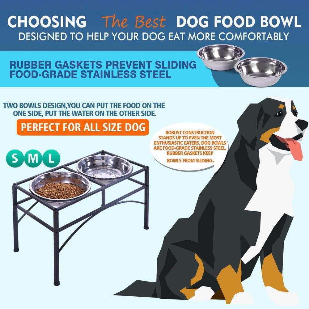 pet products Dual Elevated Raised Pet Dog Puppy Feeder Bowl Stainless Steel Food Water Stand