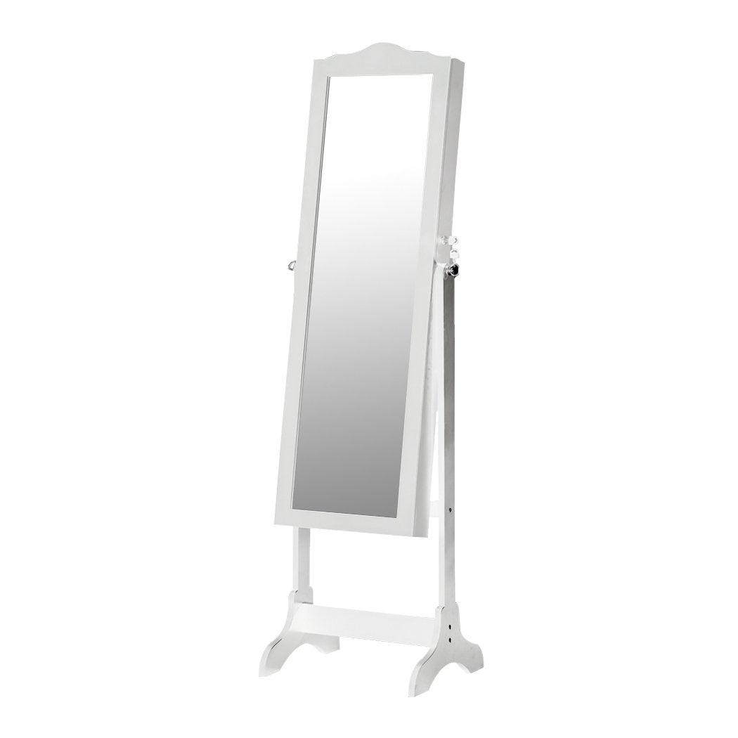 bedroom Dual Mirrored Jewellery Dressing Cabinet With Led Light In White