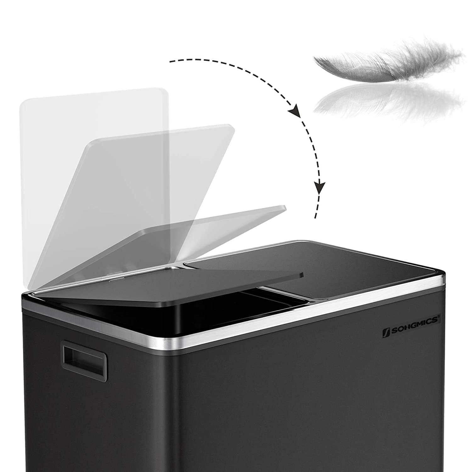 Dual Rubbish Bin 2 x 30L Recycling Bin Black