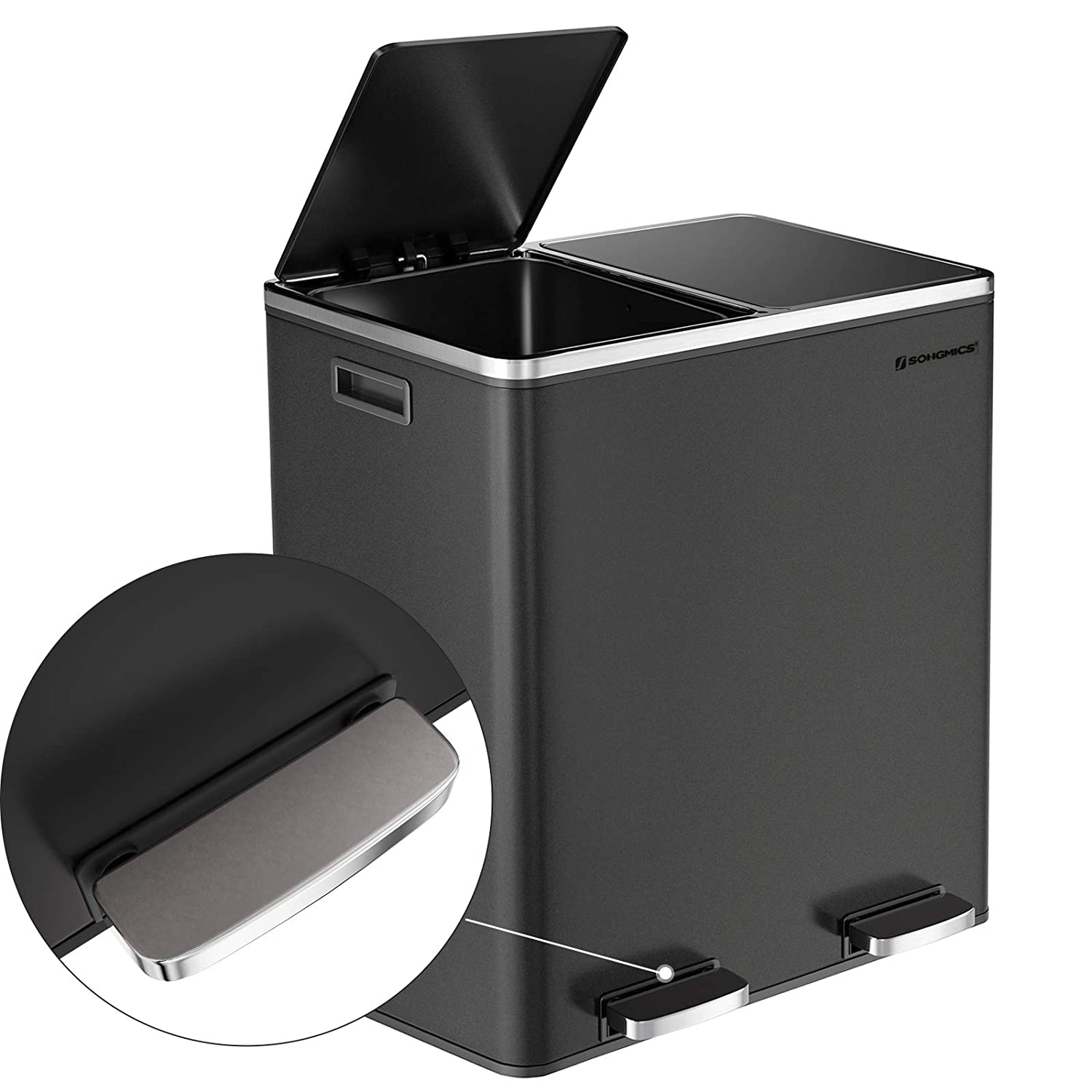 Dual Rubbish Bin 2 x 30L Recycling Bin Black