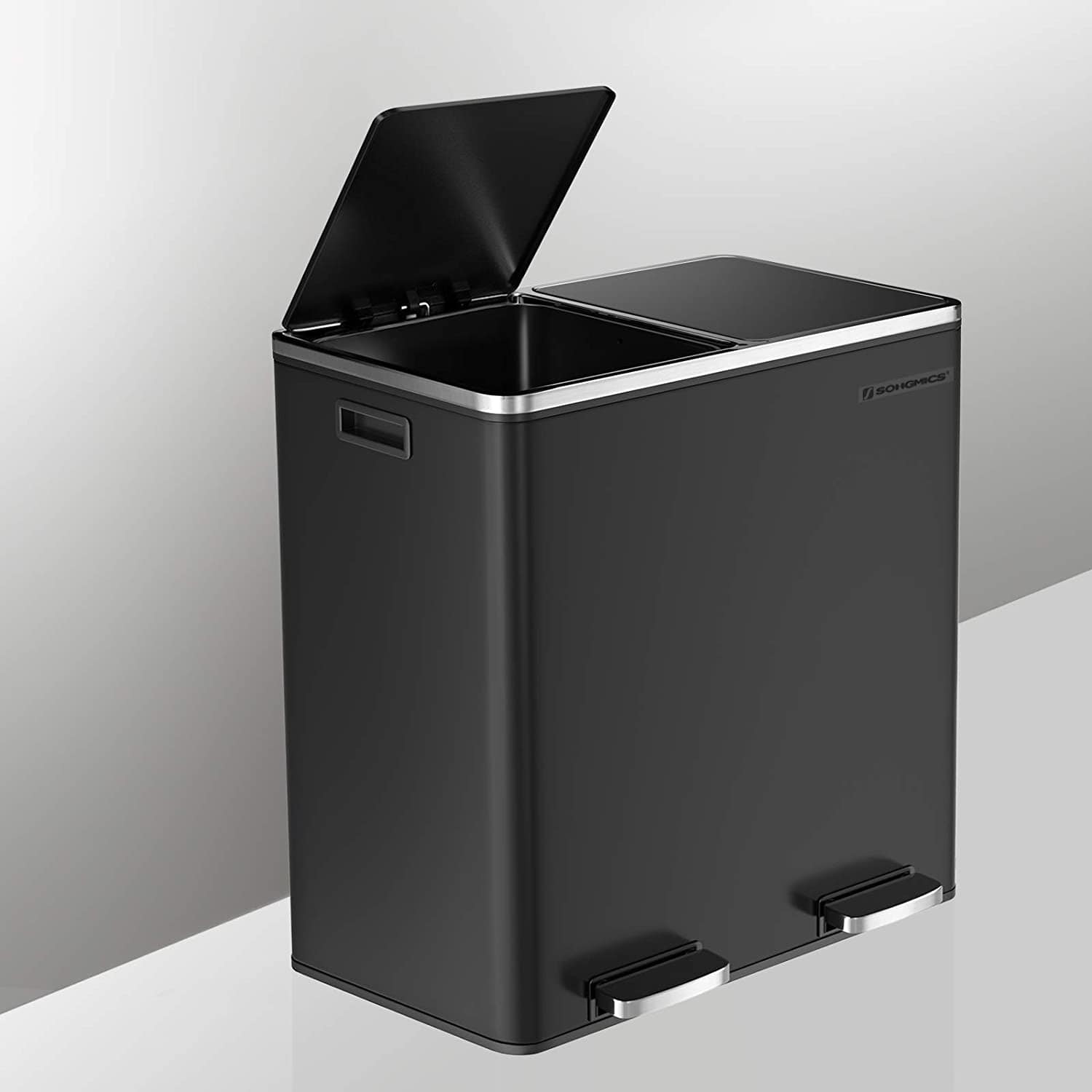 Dual Rubbish Bin 2 x 30L Recycling Bin Black