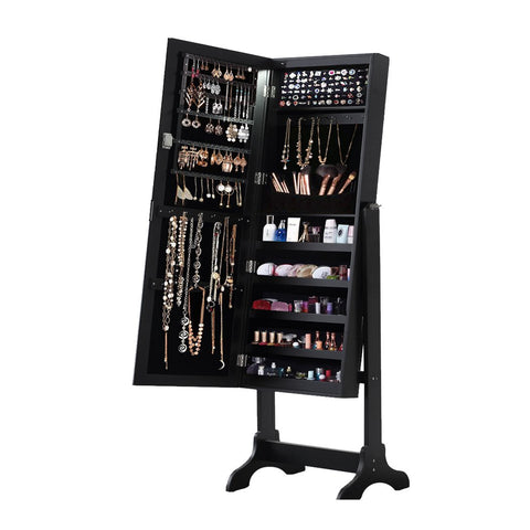 Dual Use Mirror Jewellery Cabinet in Black Colour