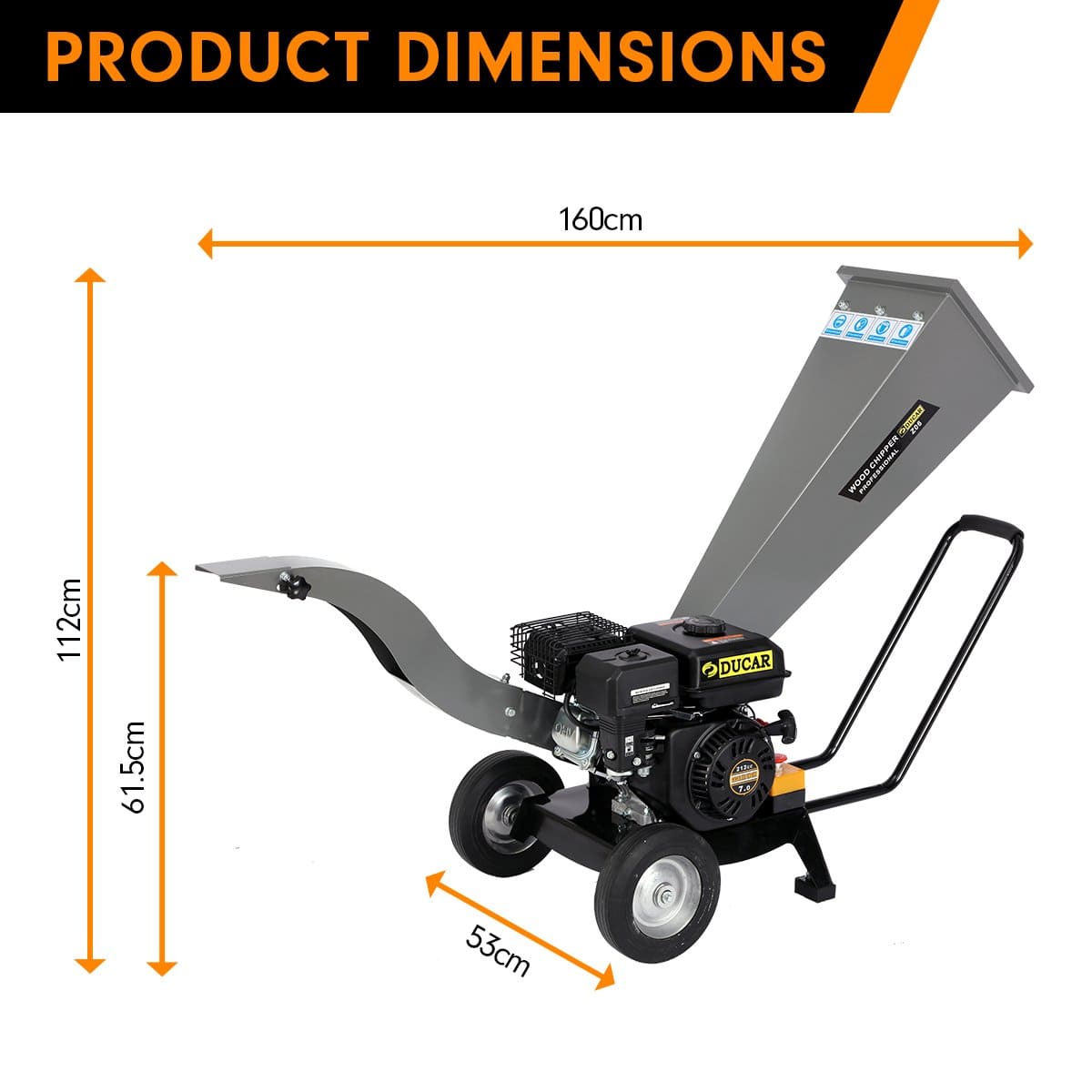 Ducar 7Hp Wood Chipper Shredder Mulcher Grinder Petrol Silver