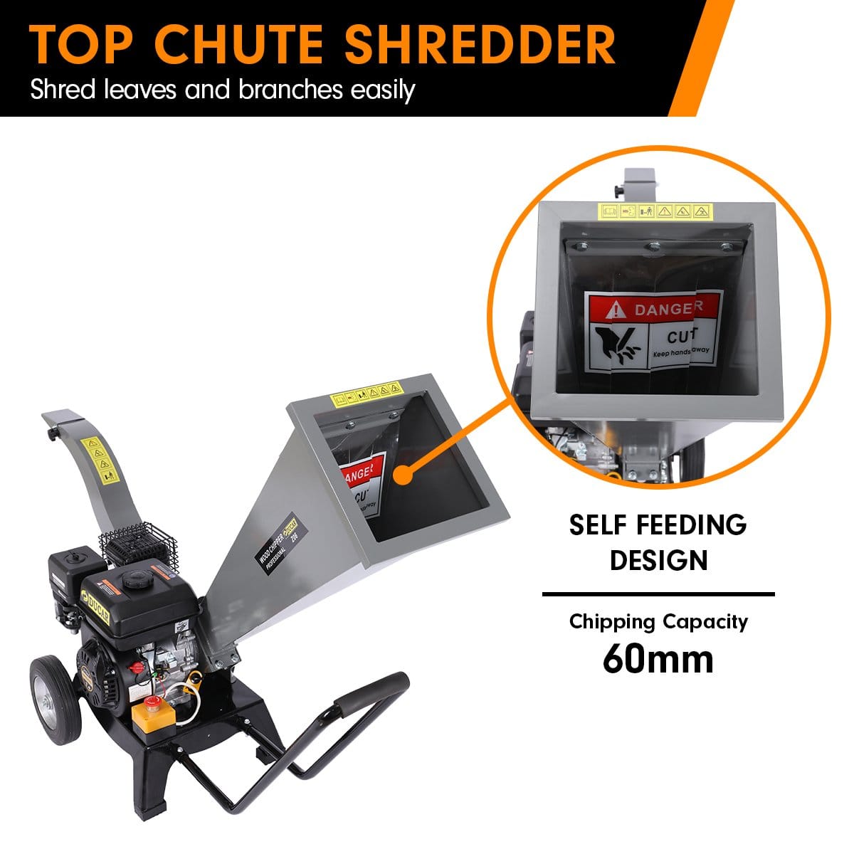 Ducar 7Hp Wood Chipper Shredder Mulcher Grinder Petrol Silver