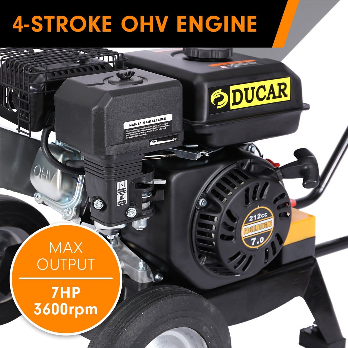 Ducar 7Hp Wood Chipper Shredder Mulcher Grinder Petrol Silver
