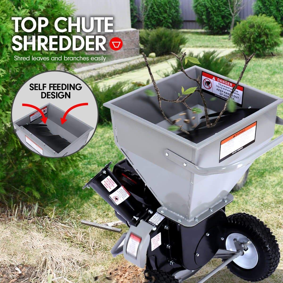 Ducar 8HP Wood Chipper Shredder Mulcher Petrol Silver Black