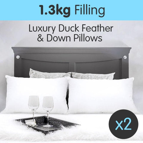 Duck Down Feather Pillow Twin Set - 1.3kg