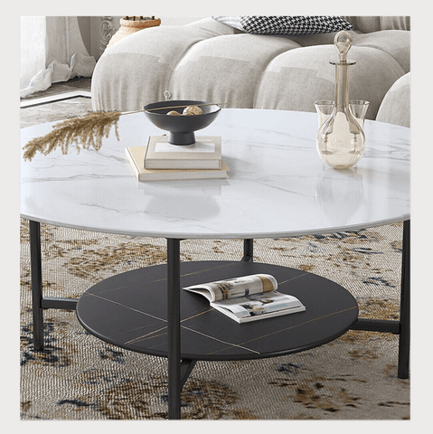 Duke Round Two Tier Stone Coffee Table