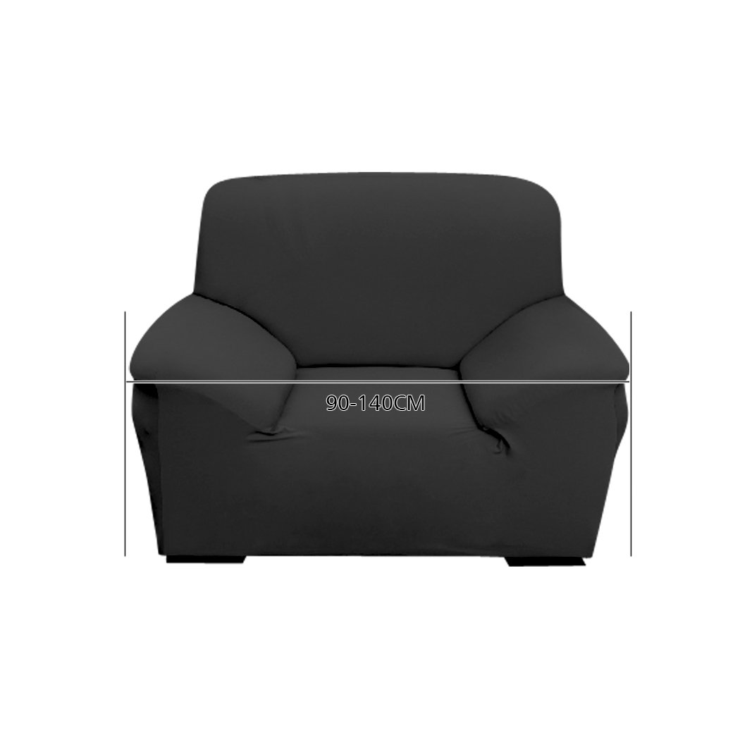 living room Easy Fit Stretch Couch Sofa Slipcovers Protectors Covers 1 Seater Black
