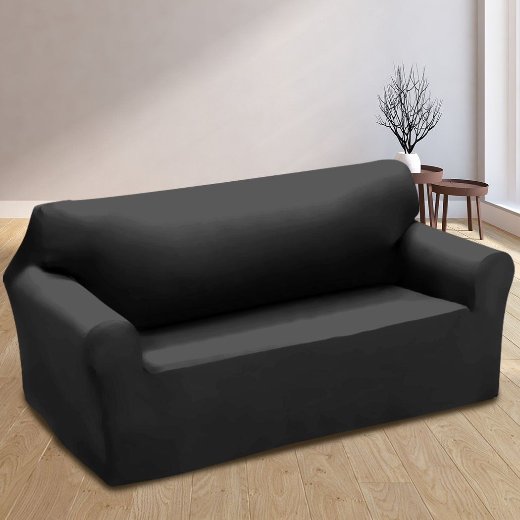 living room Easy Fit Stretch Couch Sofa Slipcovers Protectors Covers 2 Seater Black