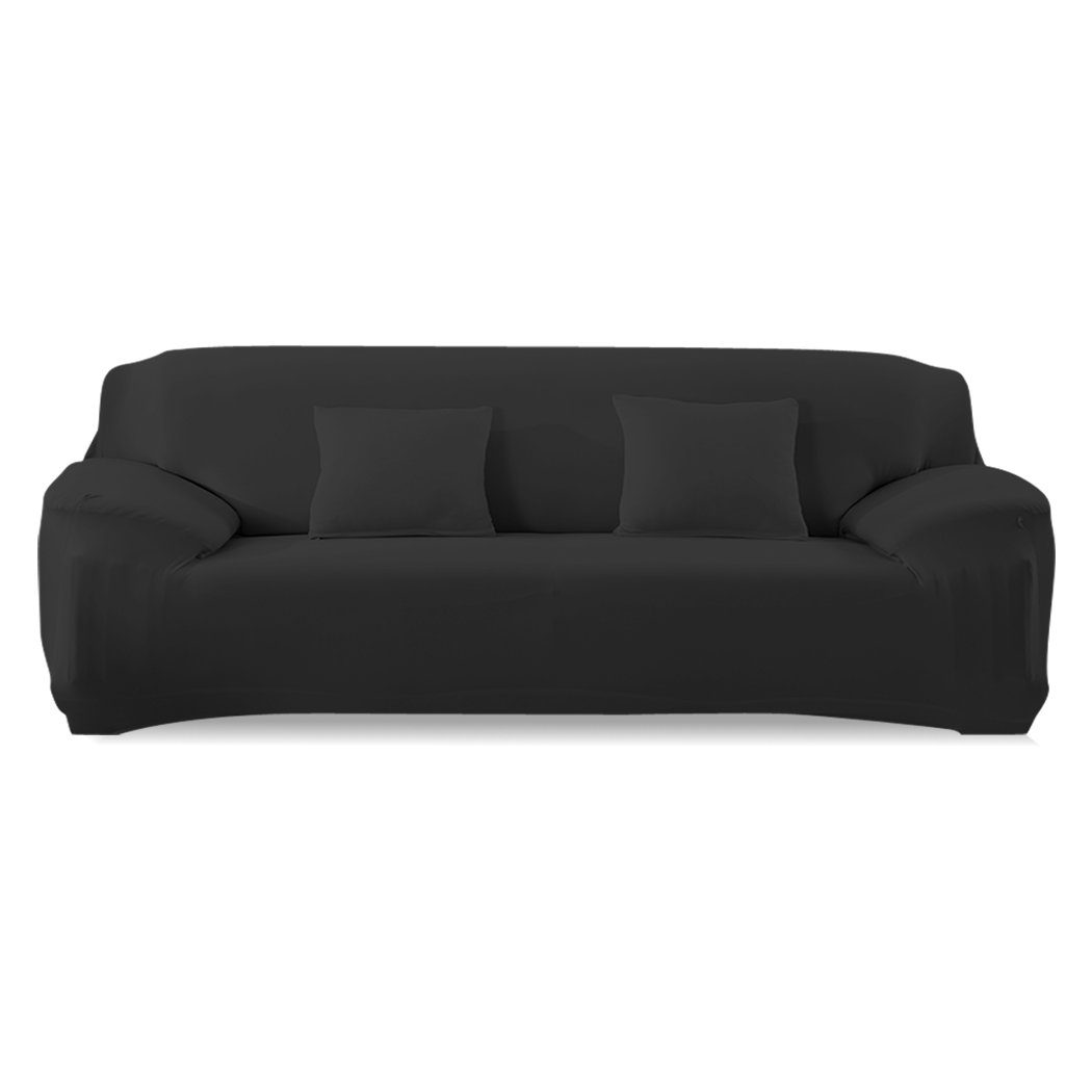 living room Easy Fit Stretch Couch Sofa Slipcovers Protectors Covers 4 Seater Black