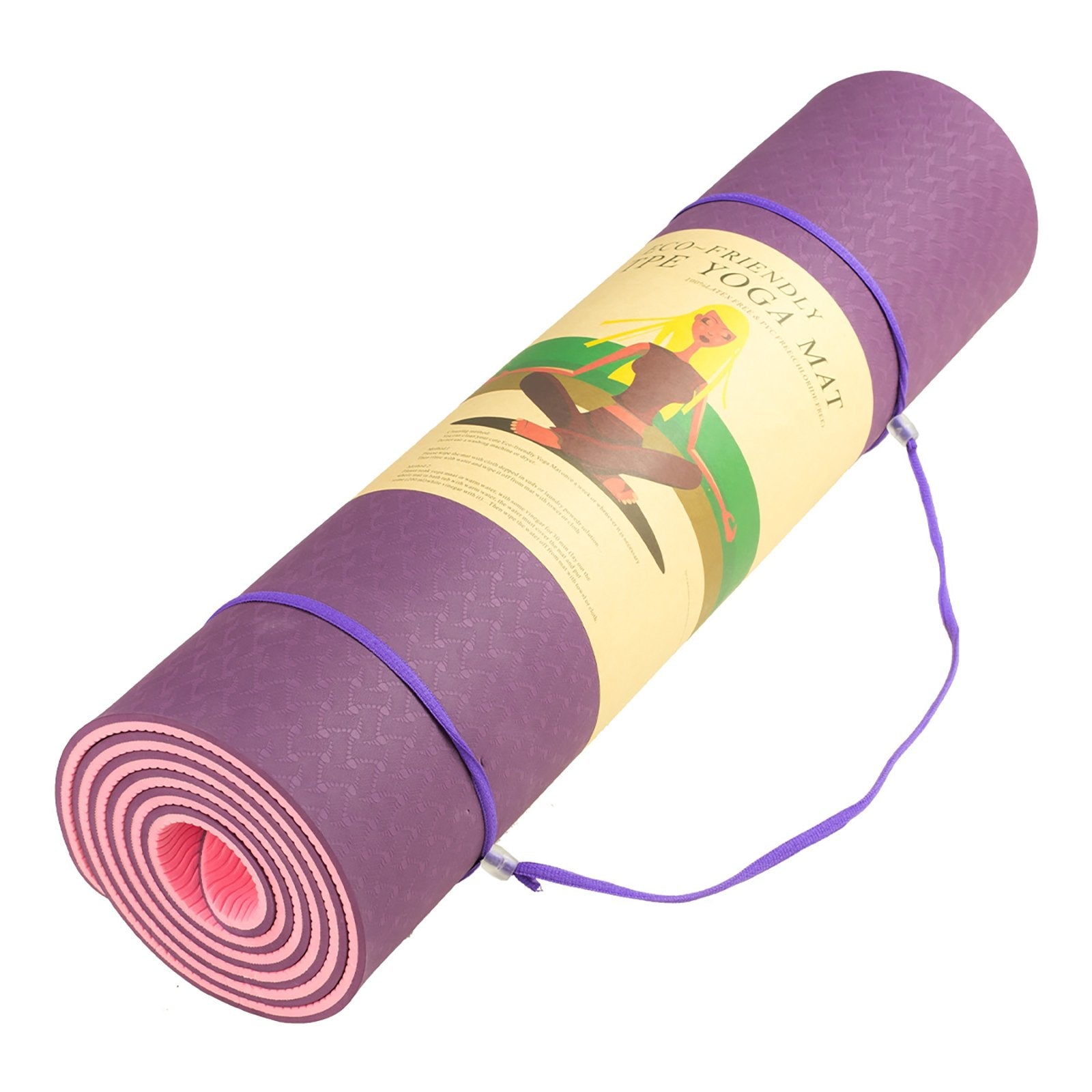 yoga Eco-Friendly TPE Pilates Exercise Yoga Mat 8mm - Dark Purple