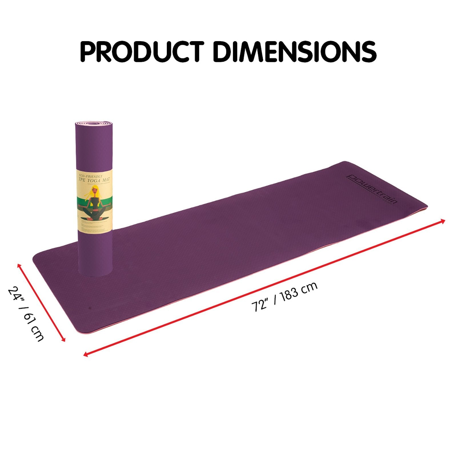 yoga Eco-Friendly TPE Pilates Exercise Yoga Mat 8mm - Dark Purple