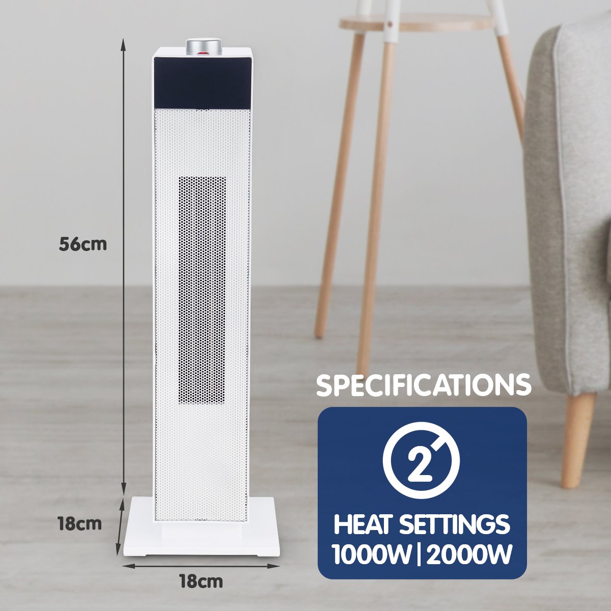 homewares Electric tower heater 2000w white