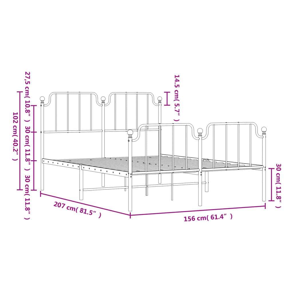 Elegance: Metal Bed Frame with Headboard and Footboard