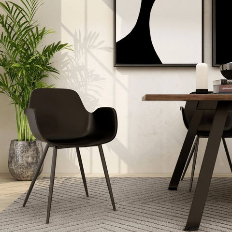 Elegant Armrest Dining Chair Set of 2-Black