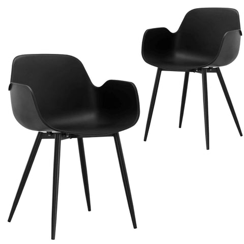 Dining Elegant Armrest Dining Chair Set of 2-Black