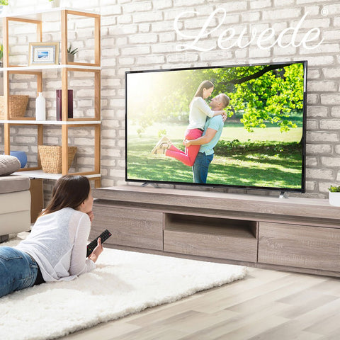 TV Entertainment Unit Entertainment Unit Stand RGB LED Furniture Wooden Shelf 180cm