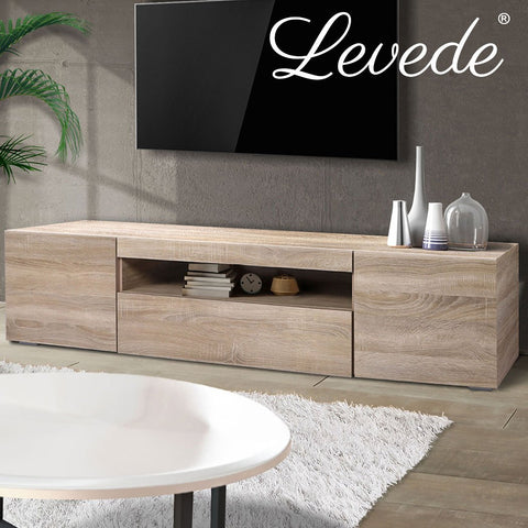 TV Entertainment Unit Entertainment Unit Stand RGB LED Furniture Wooden Shelf 200cm