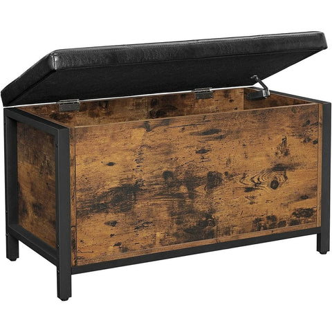Entryway Storage Bench Rustic Brown And Black Lsc80Bx