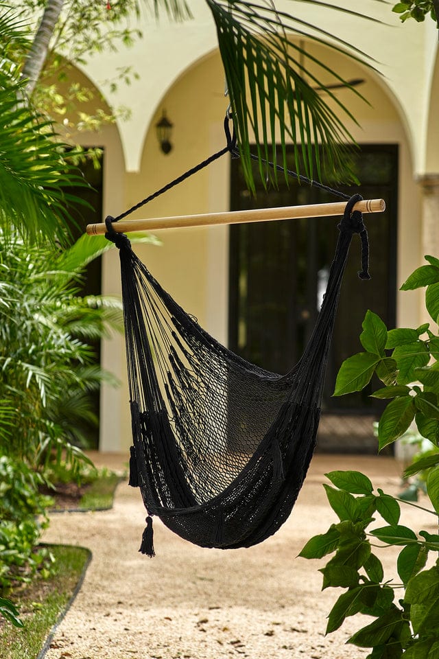 Extra Large Outdoor Cotton Mexican Hammock Chair In Black