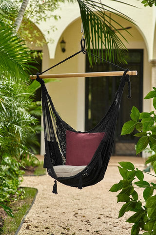 Extra Large Outdoor Cotton Mexican Hammock Chair In Black