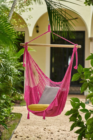 Extra Large Outdoor Cotton Mexican Hammock Chair In Mexican Pink Colour