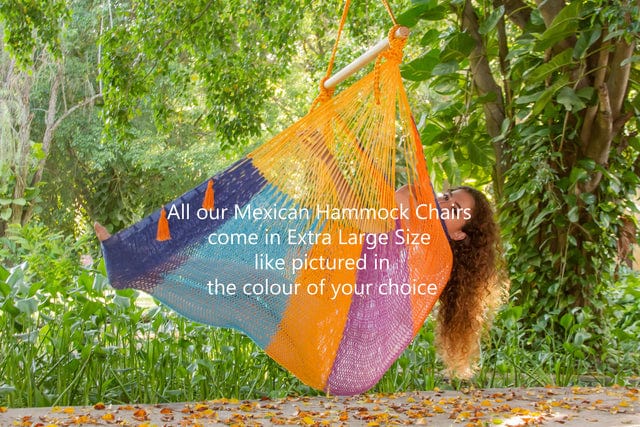 Extra Large Outdoor Cotton Mexican Hammock Chair in Mexicana Colour