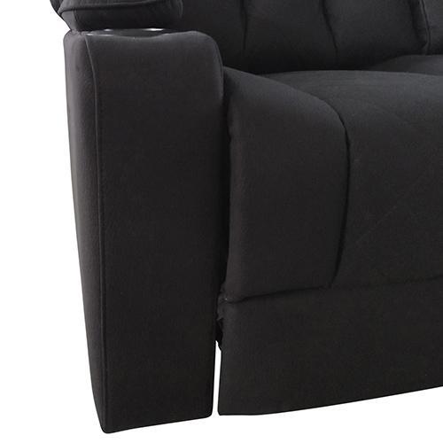 Living Room Fabric Black Headrest Padded Seat Recliner Sofa 3R