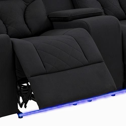 Living Room Fabric Black Headrest Padded Seat Recliner Sofa 3R