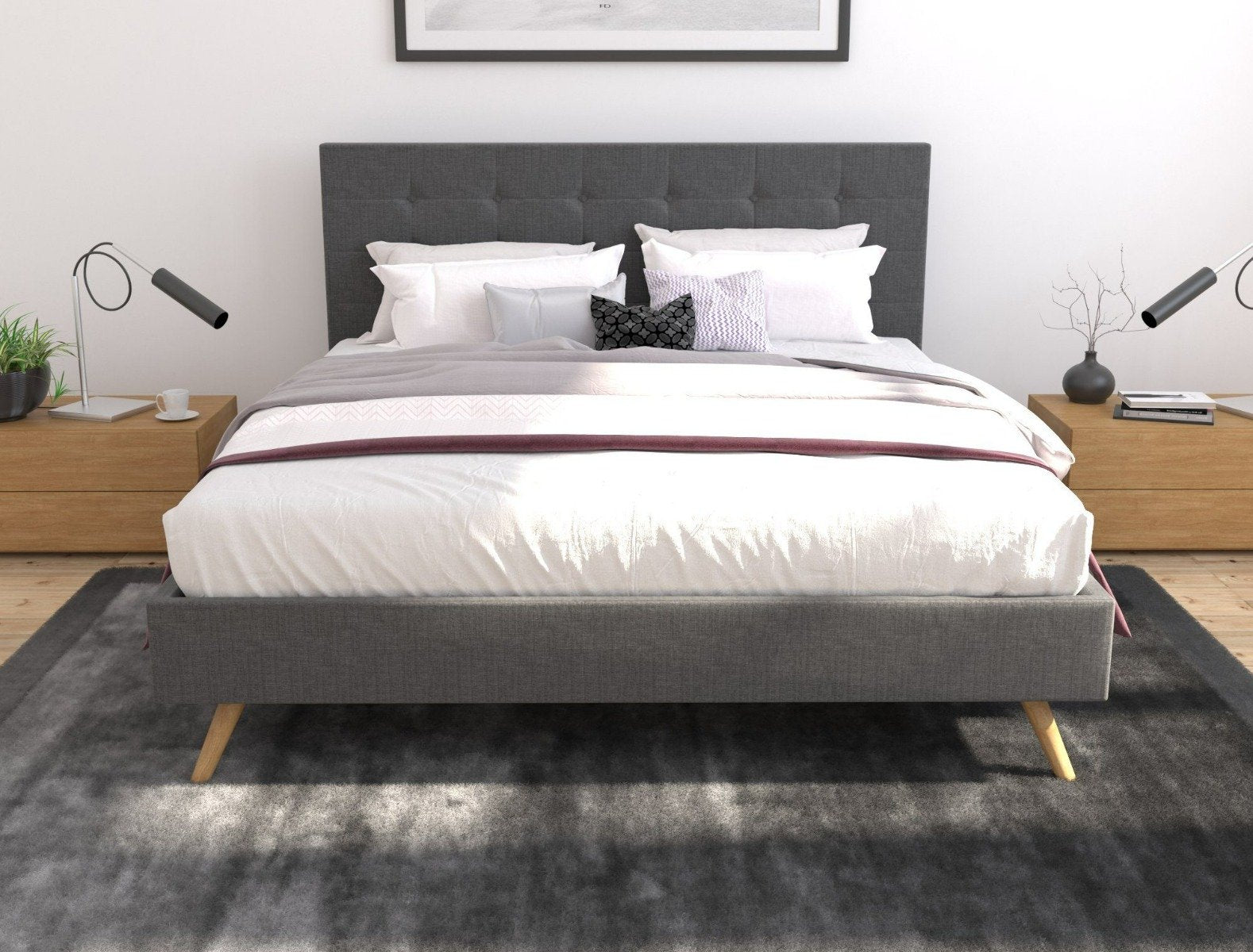 Bed Frame Fabric frame charcoal king