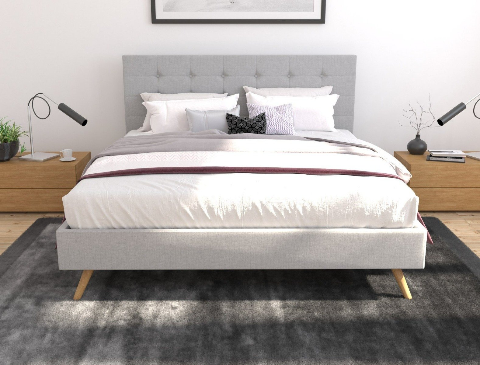 Bed Frame Fabric frame stone grey king