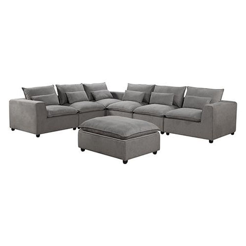 Sofas Fabric Gray living room couch with Ottoman six seater Sectional Cloud Tufted Sofa