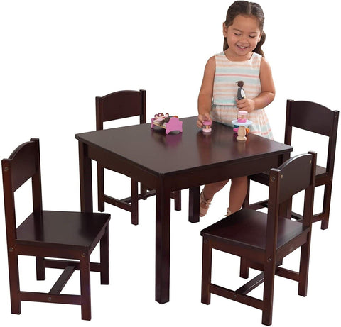 Farmhouse Table & 4 Chair Set (Brown