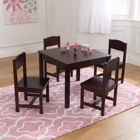 Farmhouse Table & 4 Chair Set (Brown