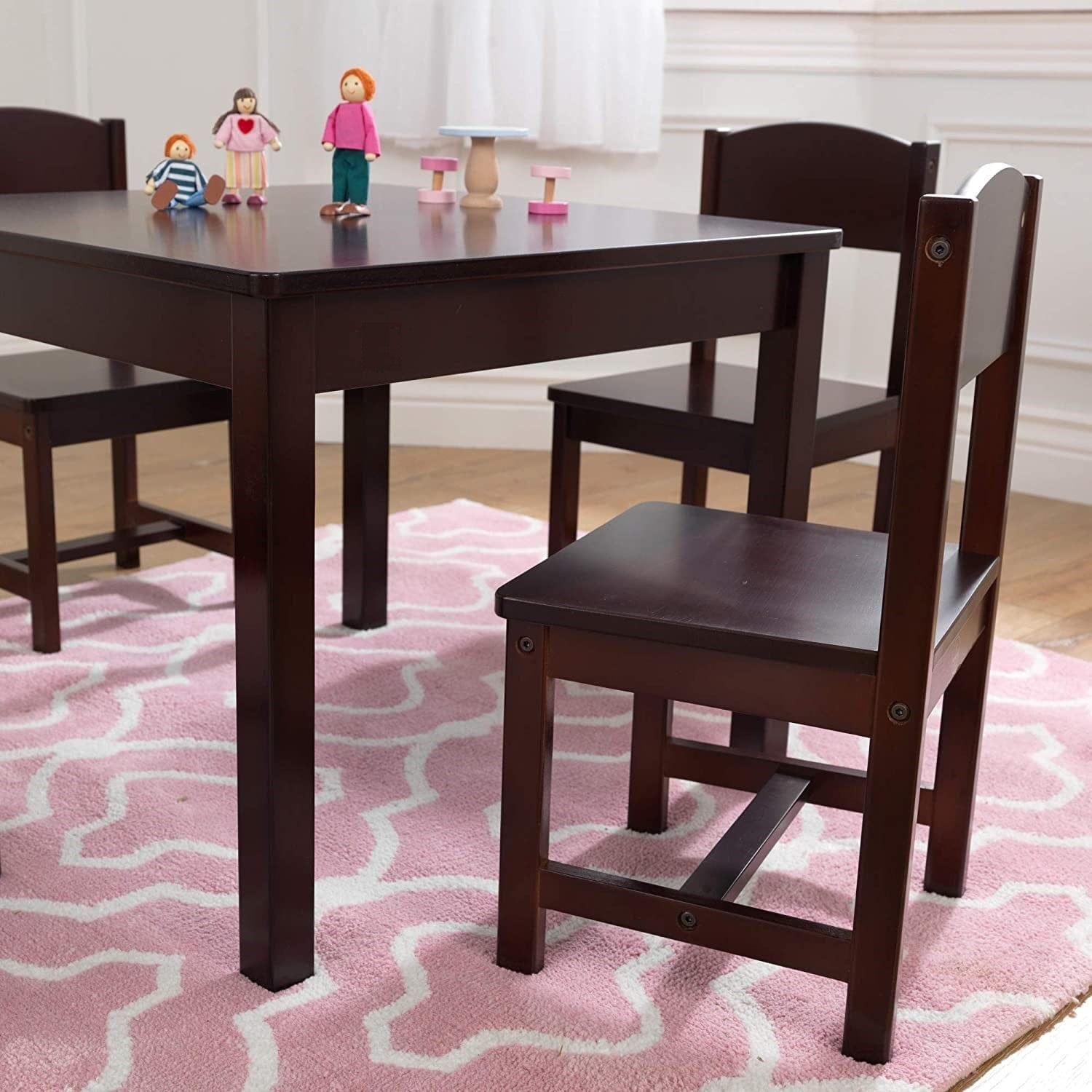 Farmhouse Table & 4 Chair Set (Brown