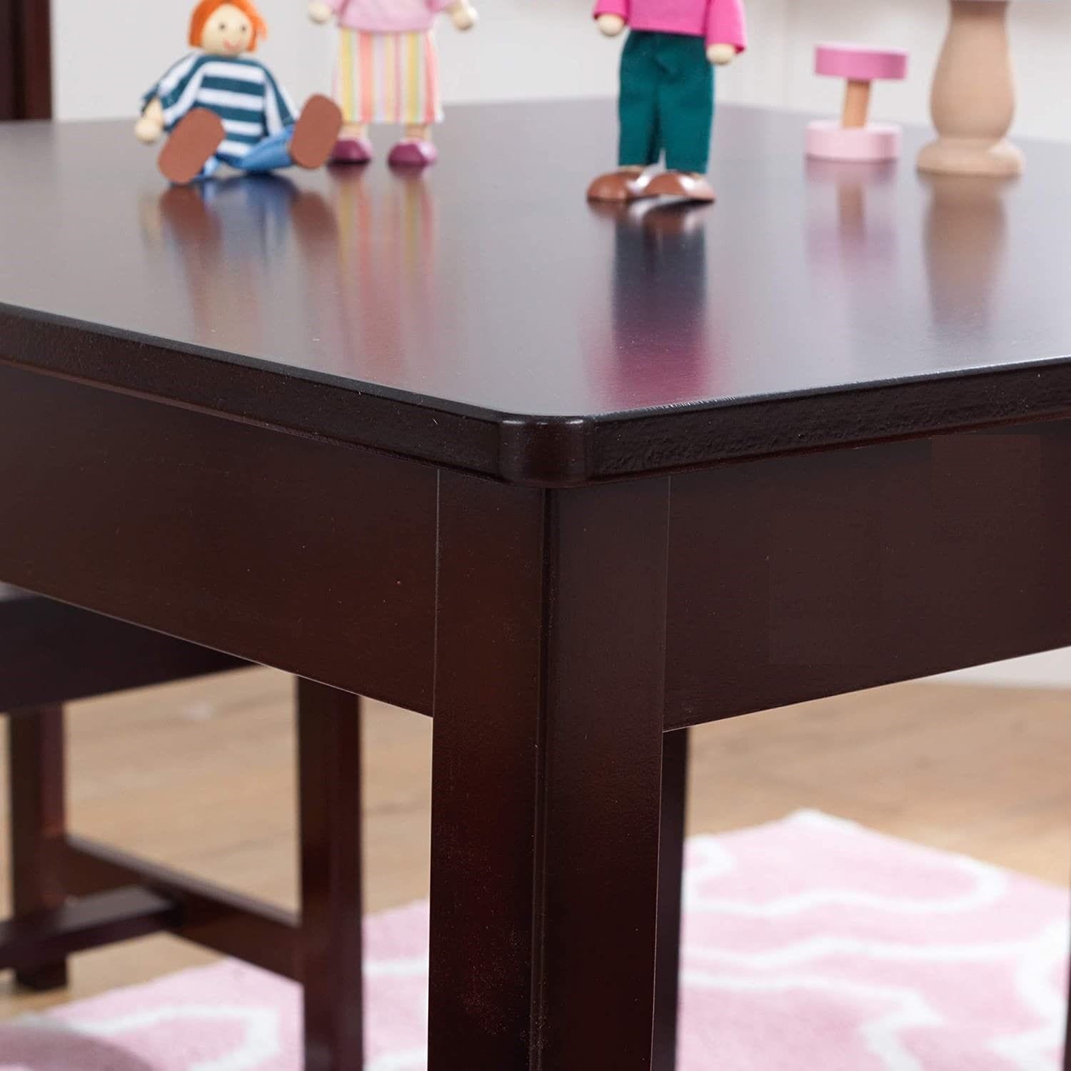 Farmhouse Table & 4 Chair Set (Brown