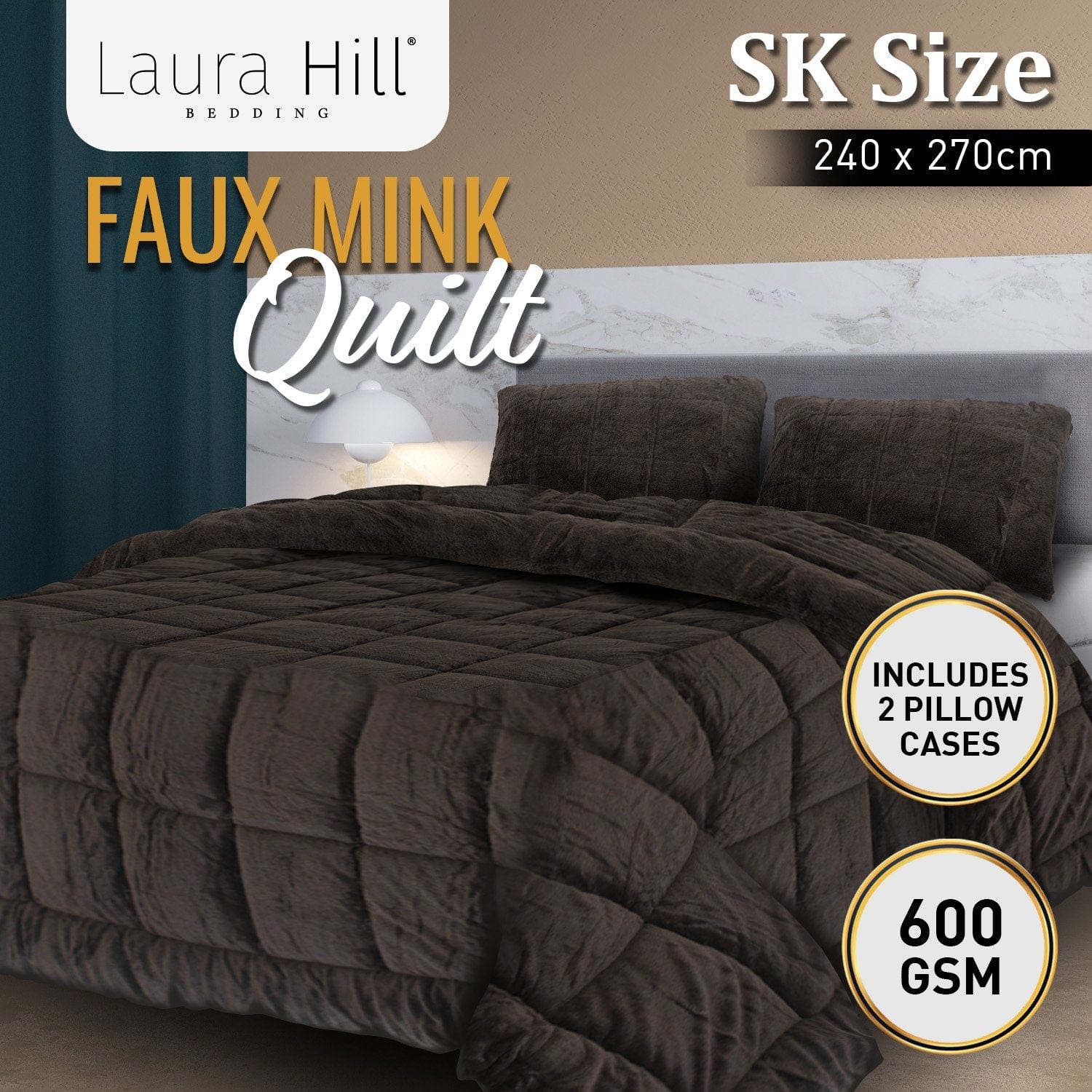 Faux Mink Comforter Quilt Doona Duvet 800GSM - Queen/King/Super King