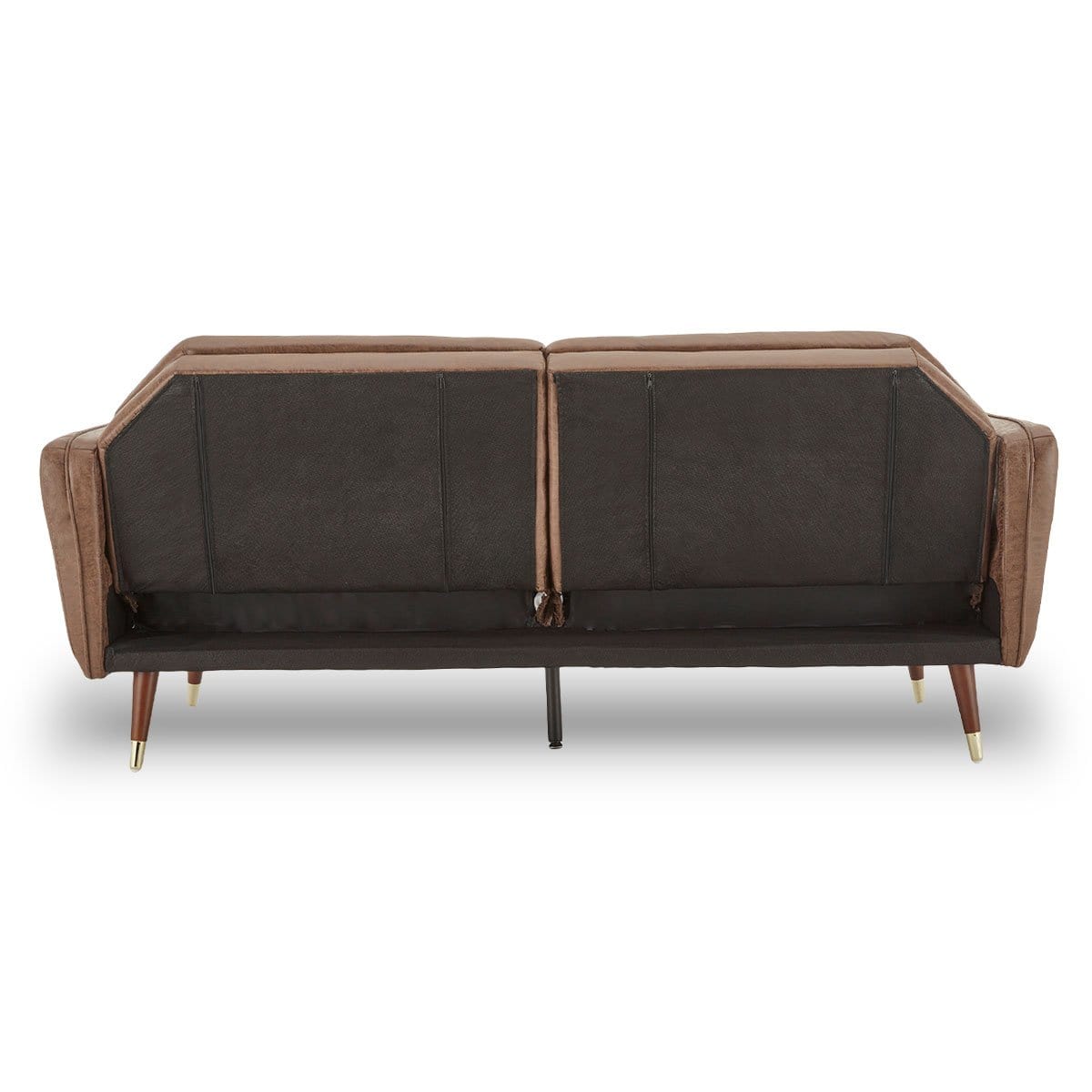 Faux Velvet Tufted Sofa Bed Couch Futon - Brown