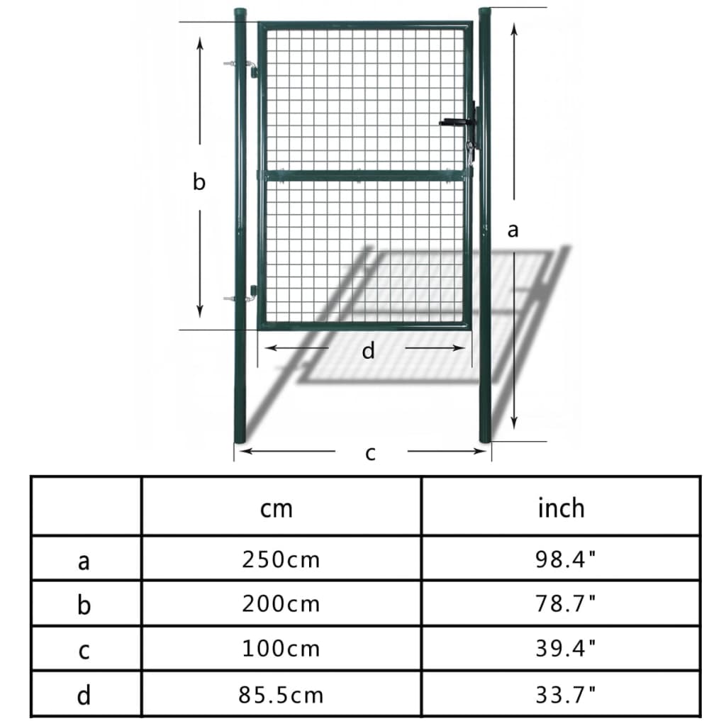 Fence Gate Steel 100x250 cm Green