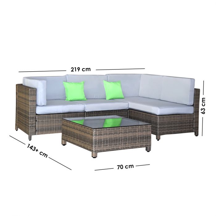 Flexible 5-Piece Oatmeal and Black Rattan Sofa Set