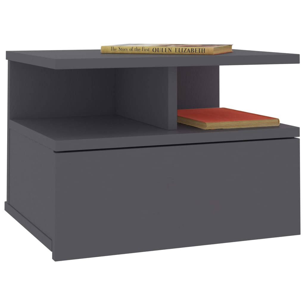 Floating Nightstand Grey 40x31x27 cm Chipboard