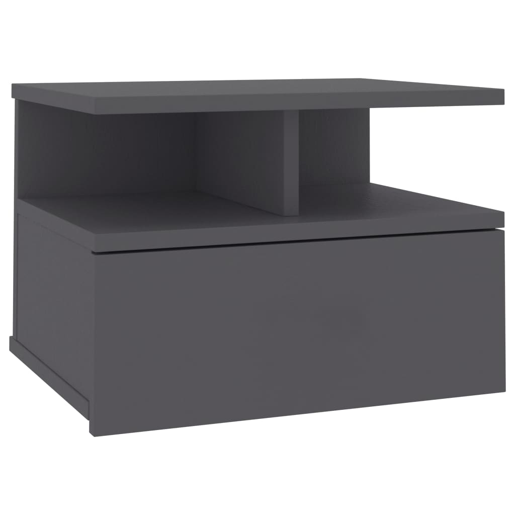 Floating Nightstand Grey 40x31x27 cm Chipboard