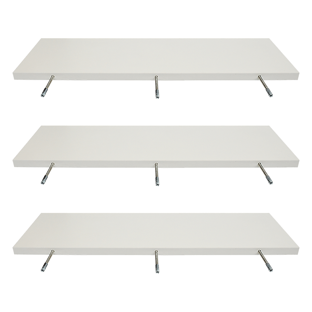 Floating Wall Shelf Wooden Shelves Wall Storage 80cm - White - Pack of 3