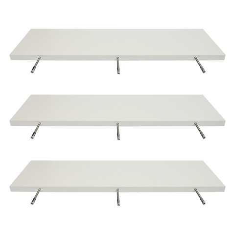 Floating Wall Shelf Wooden Shelves Wall Storage 80cm - White - Pack of 3