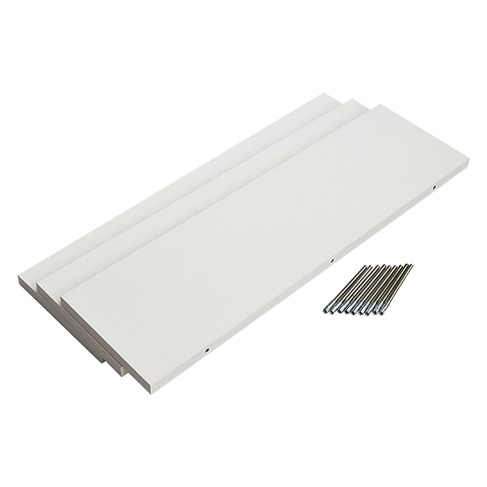 Floating Wall Shelf Wooden Shelves Wall Storage 80cm - White - Pack of 3