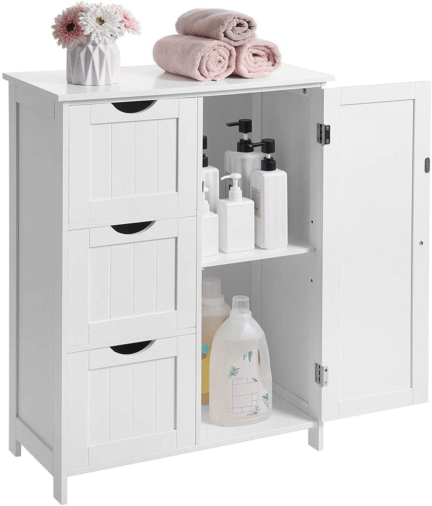 Floor Cabinet with 3 Drawers and Adjustable Shelf White BBC49WT